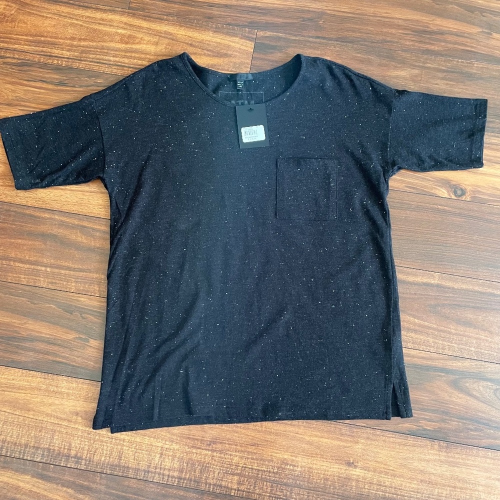 ATM Anthony Thomas Melillo Black Donegal Pocket Tee Speckled XS